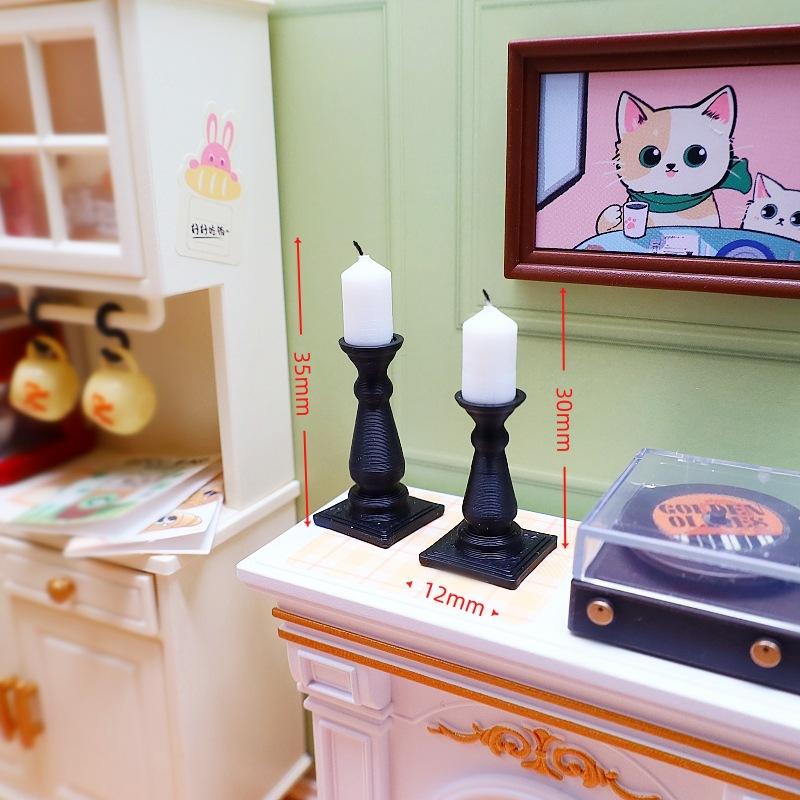 Model Kit Jet - 1/12 Dollhouse Miniature Candles with Candlestick