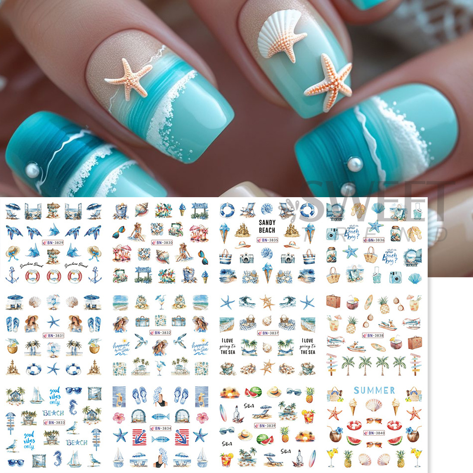 12 Designs Summer Ocean Theme  – Waterslide Decal Paper Bewertung und Preis
