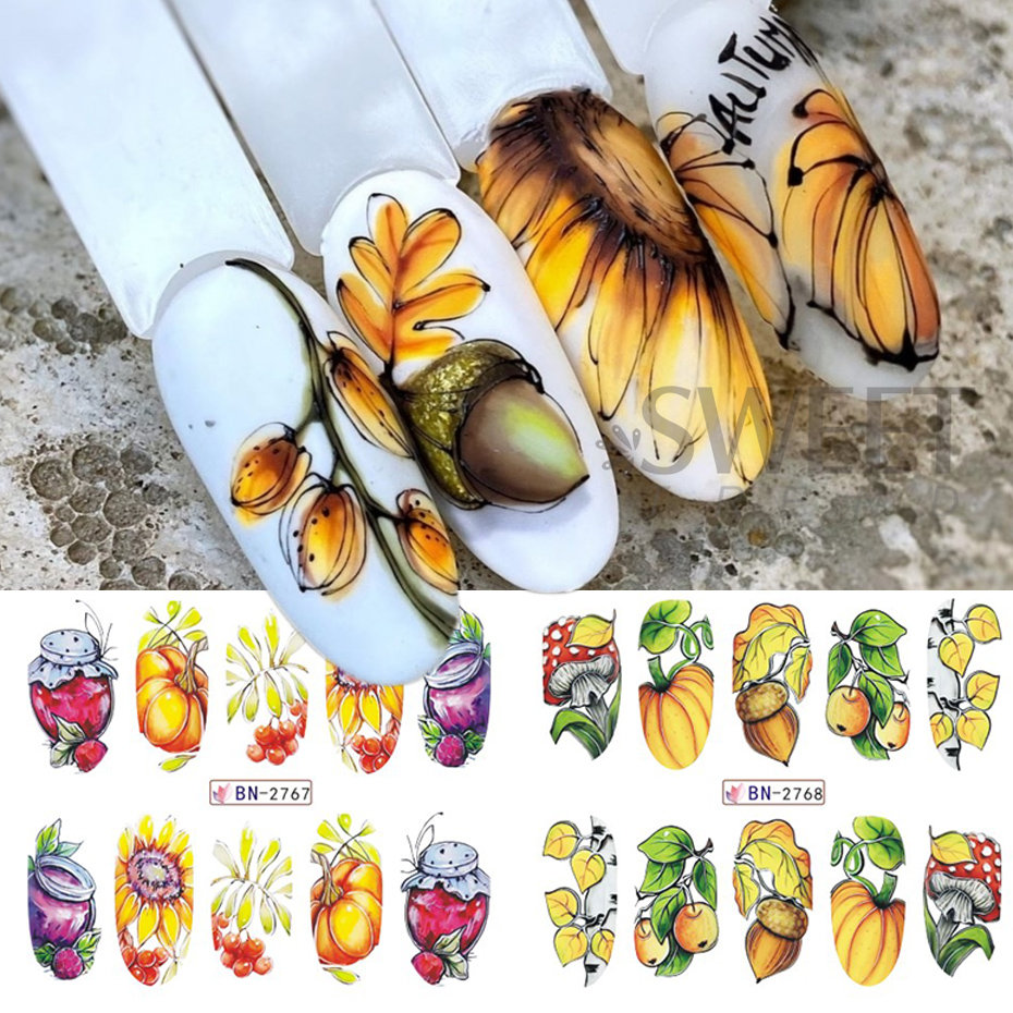 12pcs Autumn Nail Stickers Car – Waterslide Decal Paper Bewertung und Preis