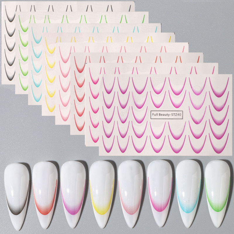 8pcs Gradient French Nail Art  – Waterslide Decal Paper Bewertung und Preis