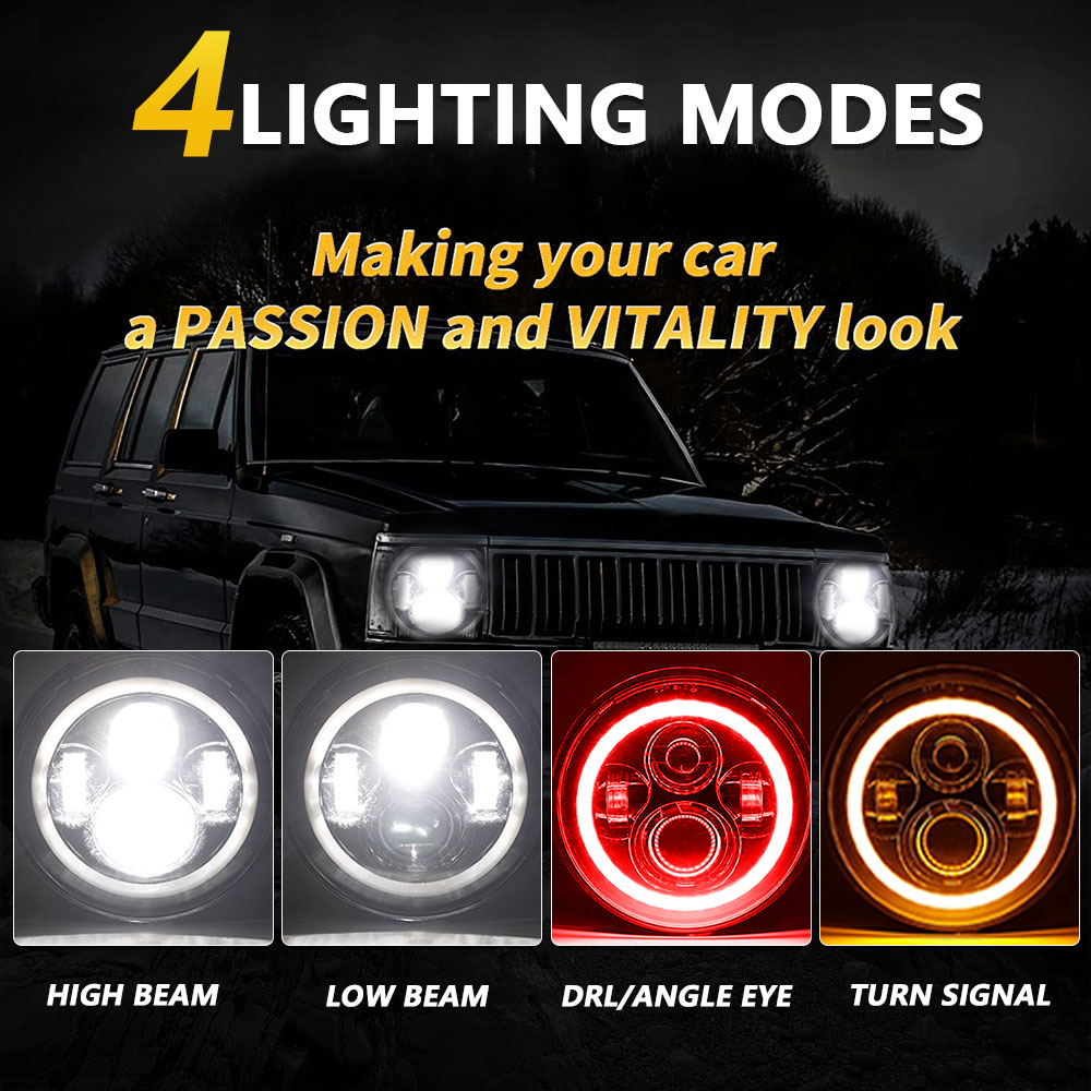 7inch Led Headlight Round H4 R – Model Kit Jeep Bewertung und Preis